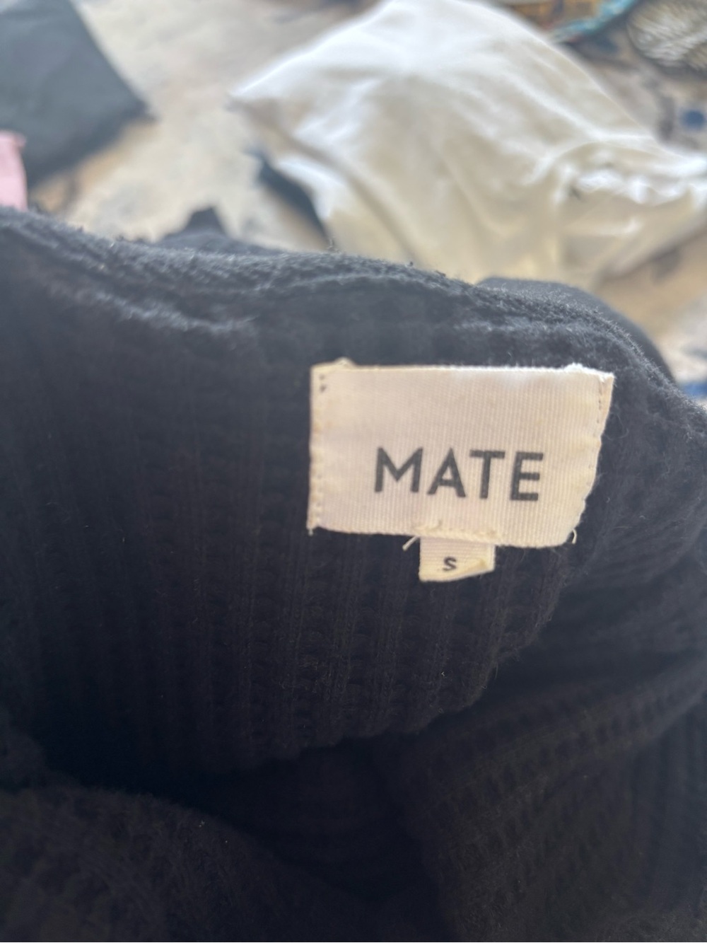 MATE the Label Black Waffle Crewneck Sweatshirt